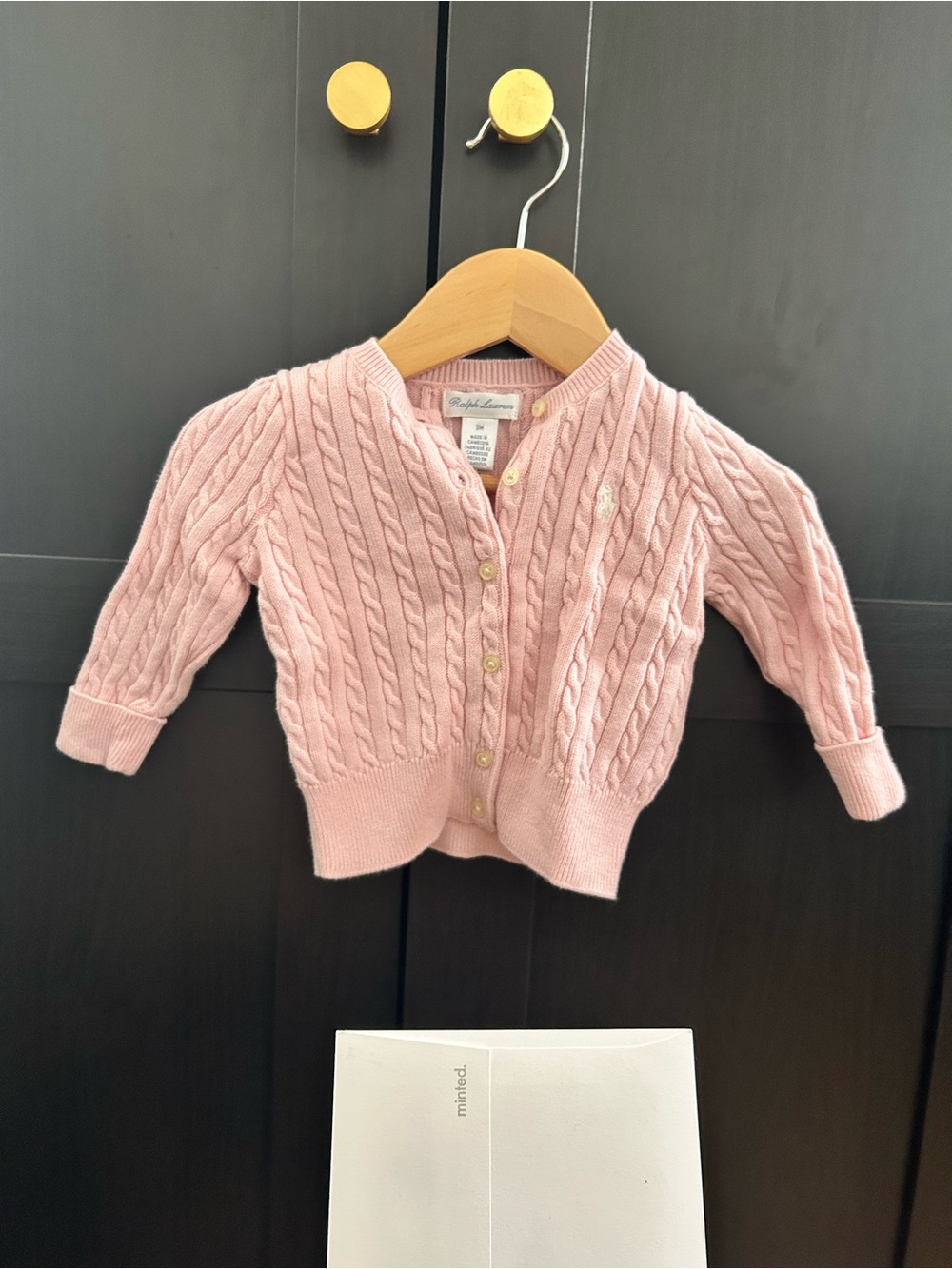 Ralph Lauren Pink Cable-Knit Baby Cardigan